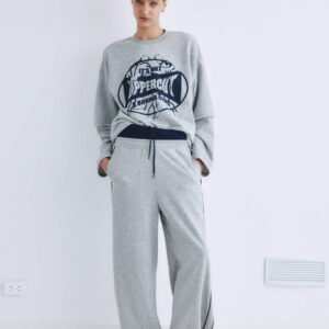 Wide trousers with stripes