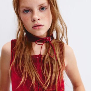 Lace-up choker for girls