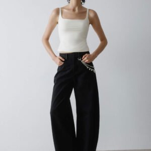 Young line crop top in white